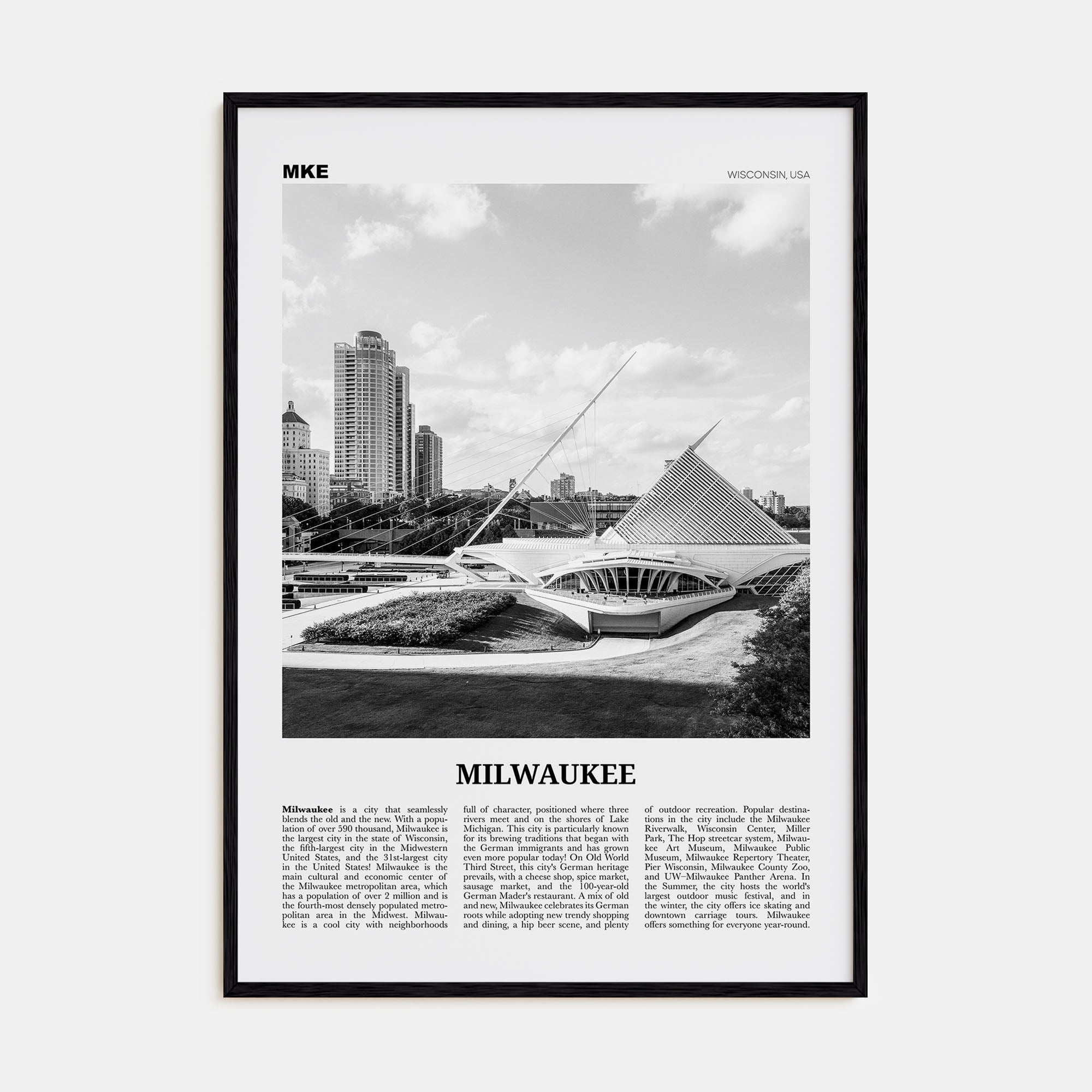 Milwaukee Travel B&W No 1 Poster
