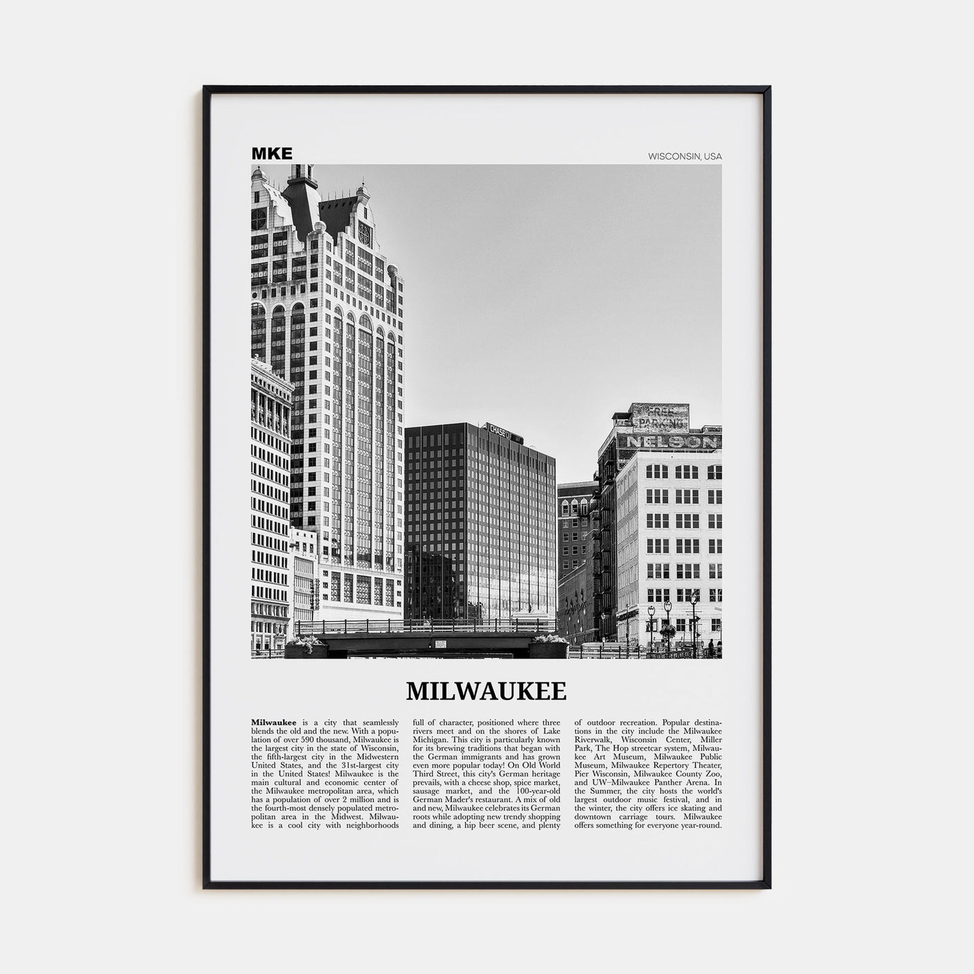 Milwaukee Travel B&W No 2 Poster