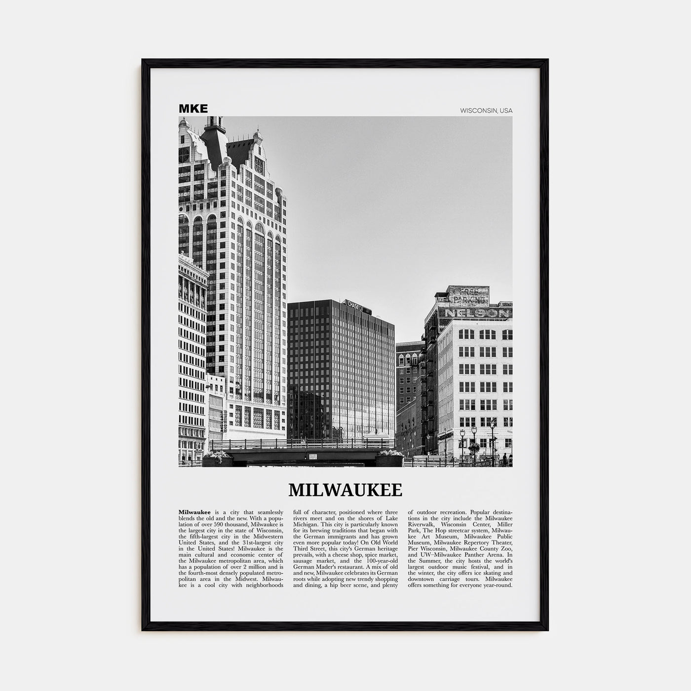 Milwaukee Travel B&W No 2 Poster