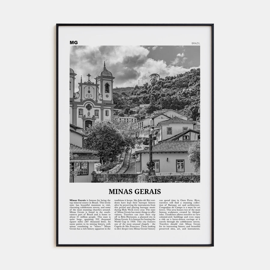 Minas Gerais Travel B&W Poster