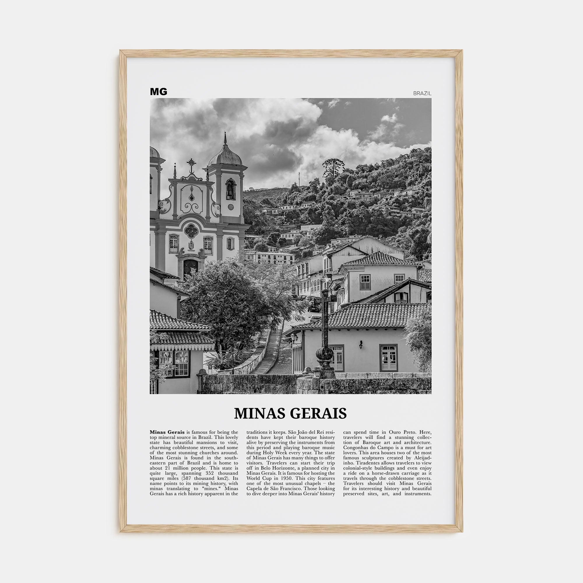 Minas Gerais Travel B&W Poster