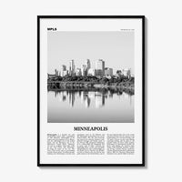 Minneapolis Print Black and White No 1, Minneapolis Wall Art, Minneapolis Poster, Twin Cities Hennepin Minnesota USA United States
