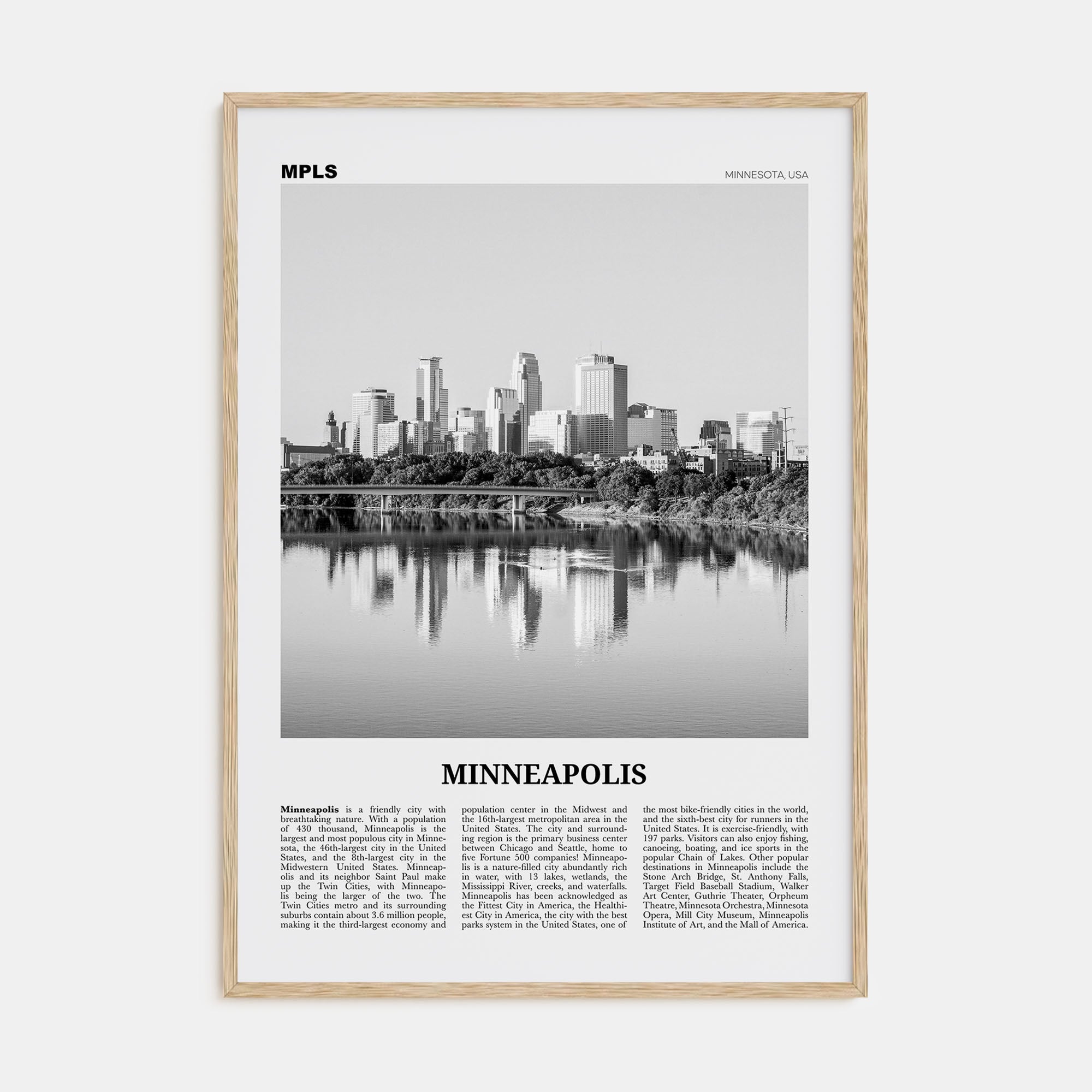 Minneapolis Travel B&W No 1 Poster