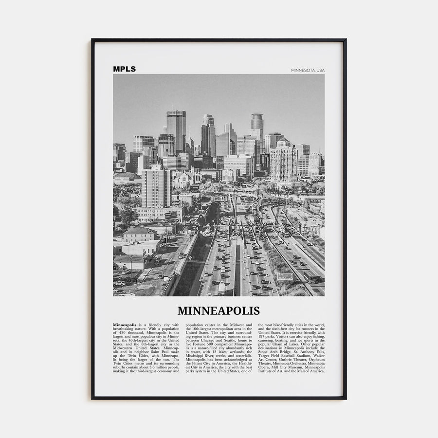 Minneapolis Travel B&W No 2 Poster