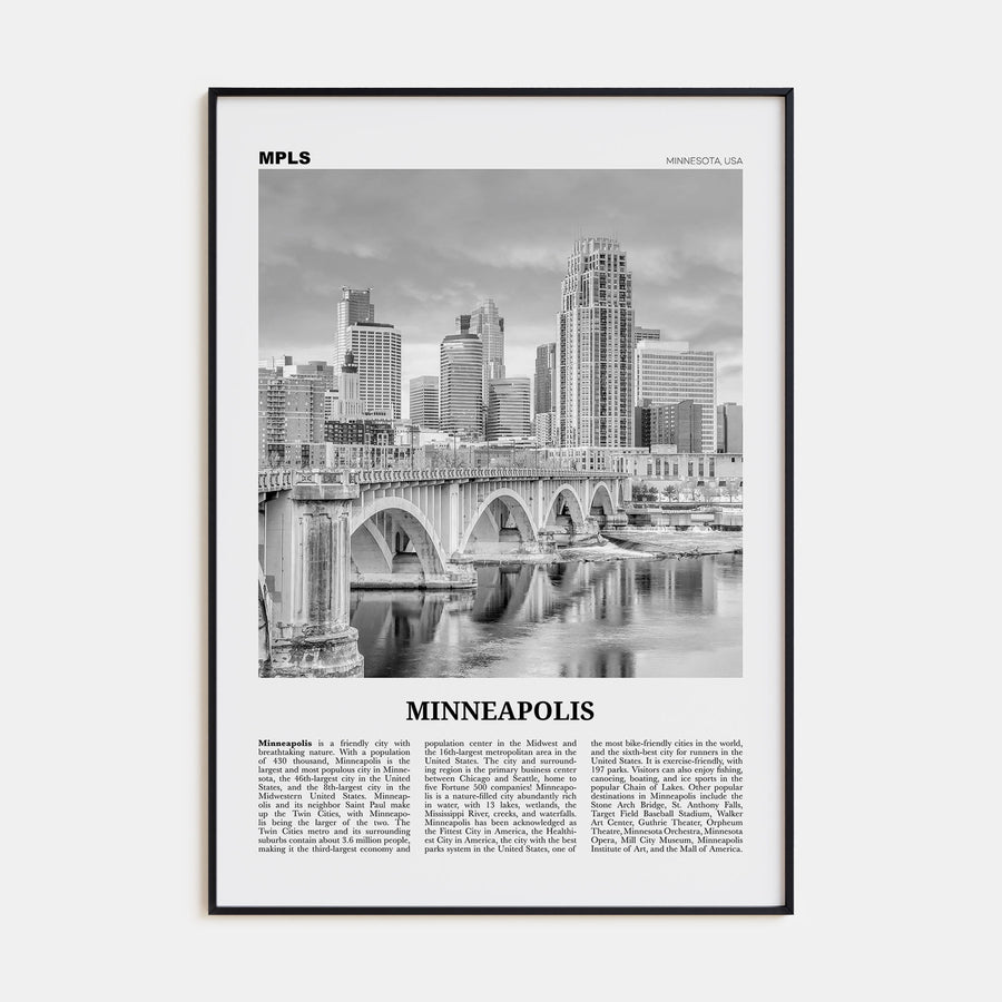 Minneapolis Travel B&W No 3 Poster