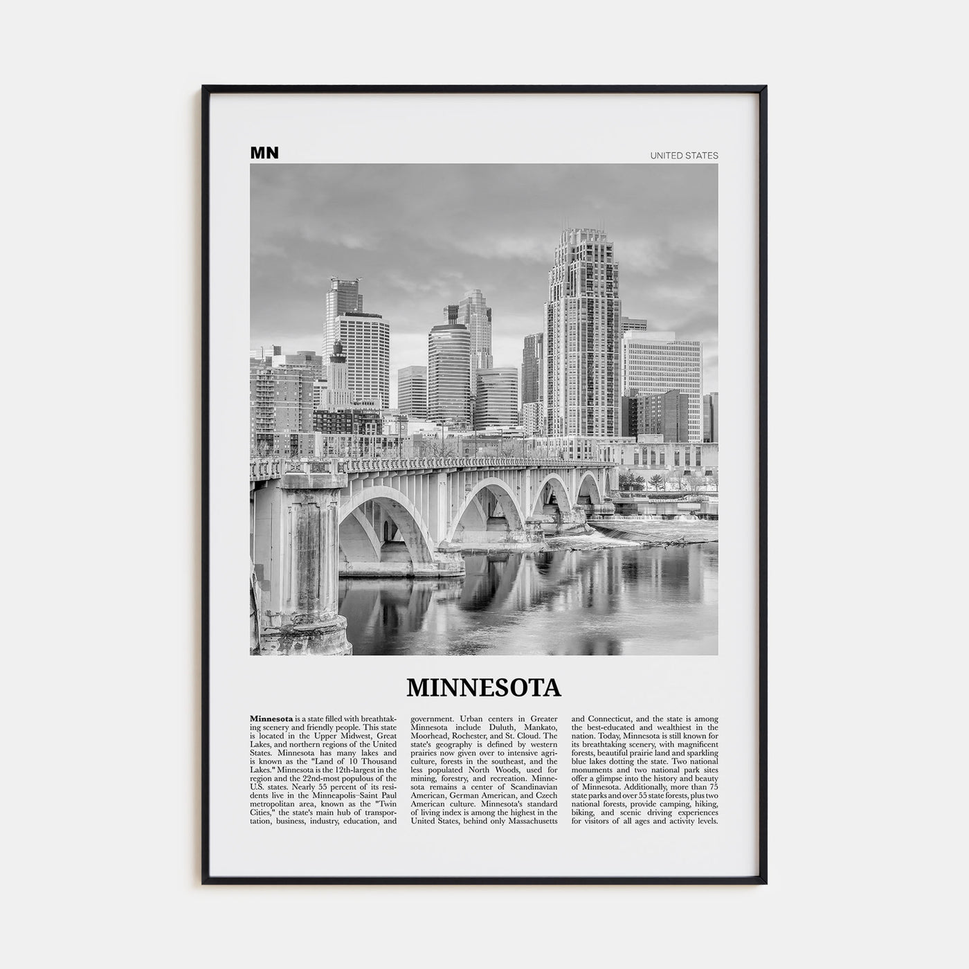 Minnesota Travel B&W No 2 Poster