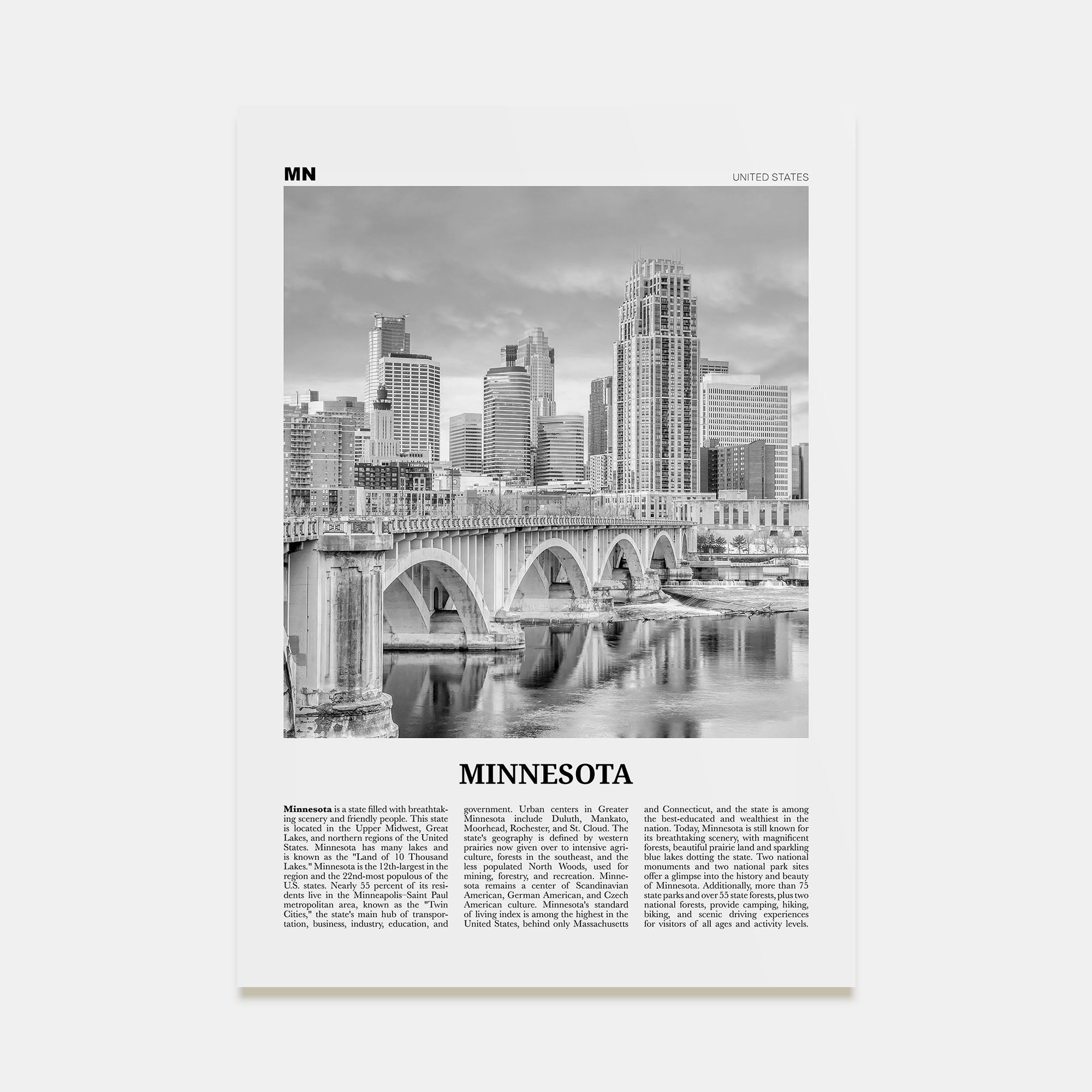 Minnesota Travel B&W No 2 Poster