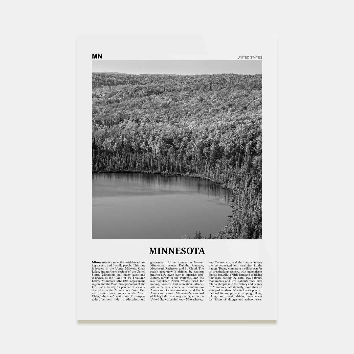 Minnesota Travel B&W No 3 Poster