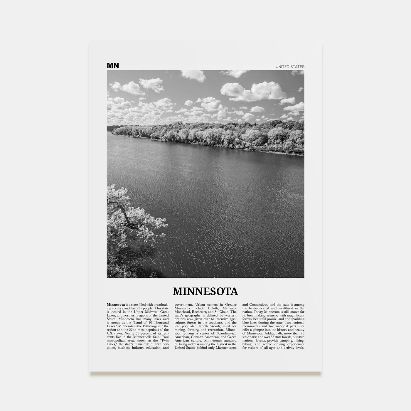 Minnesota Travel B&W No 4 Poster
