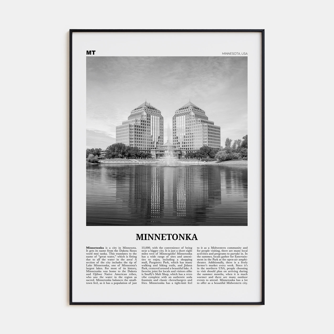 Minnetonka Travel B&W Poster