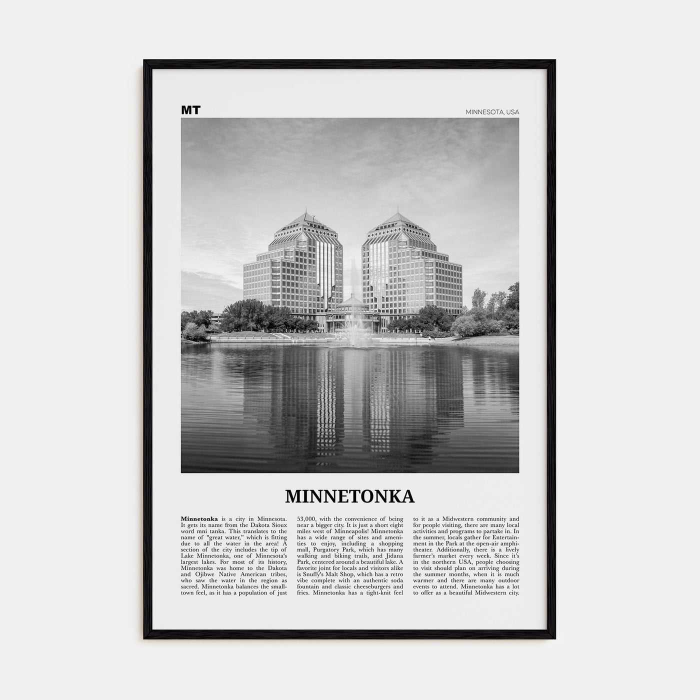 Minnetonka Travel B&W Poster