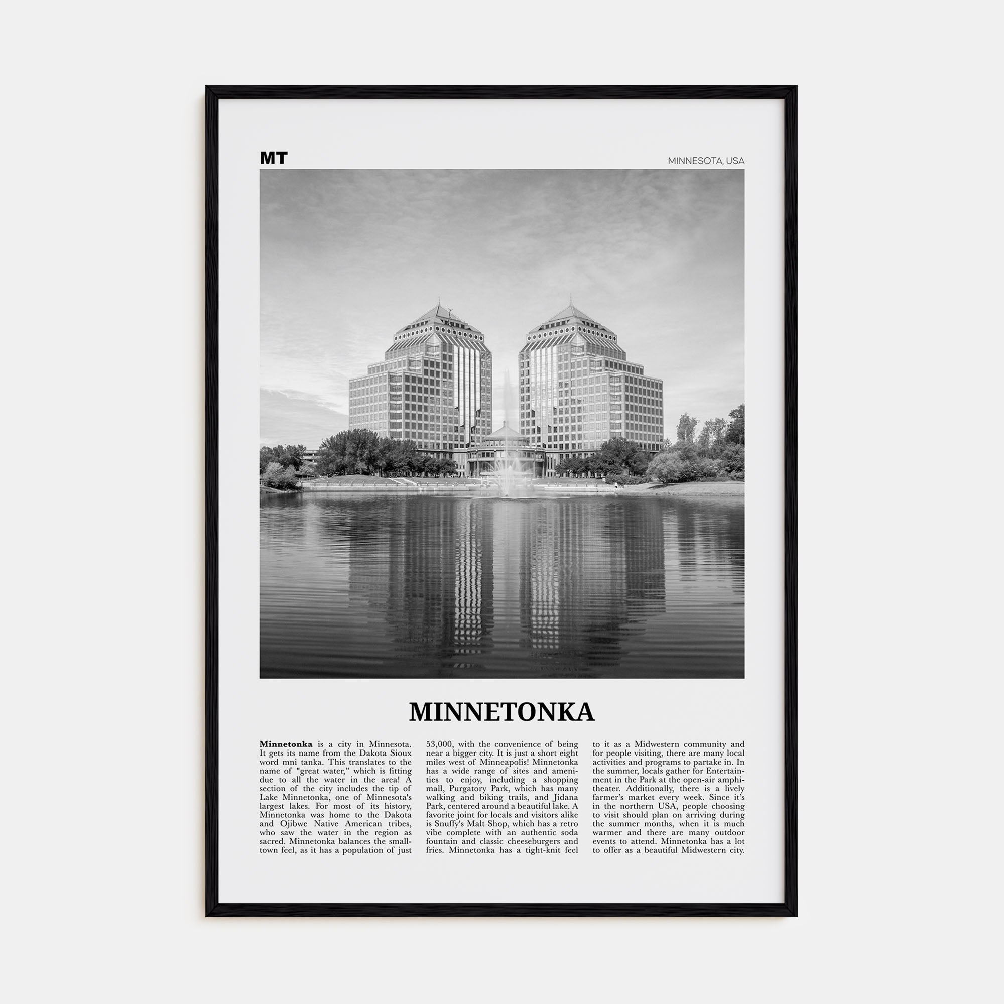 Minnetonka Travel B&W Poster