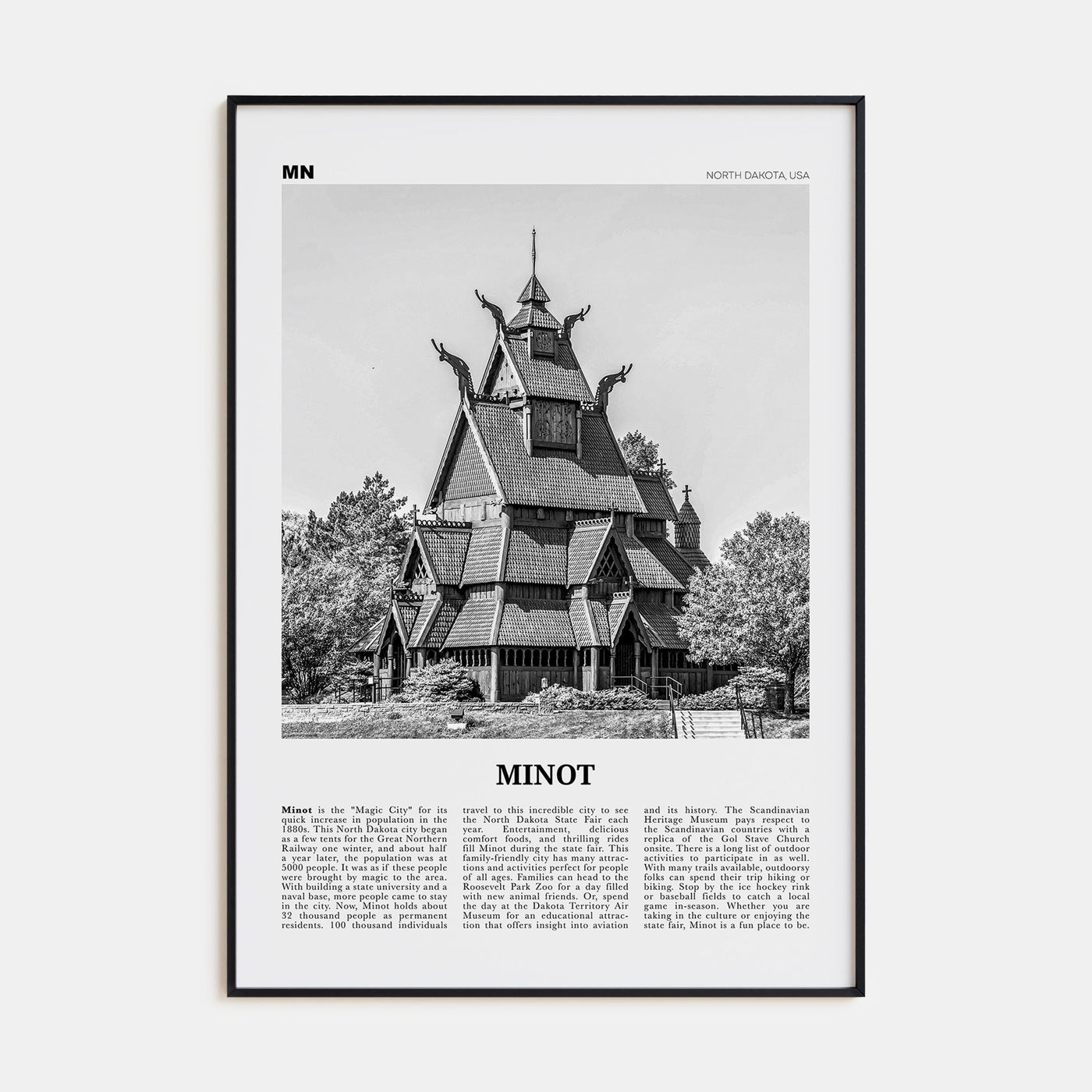 Minot Travel B&W Poster