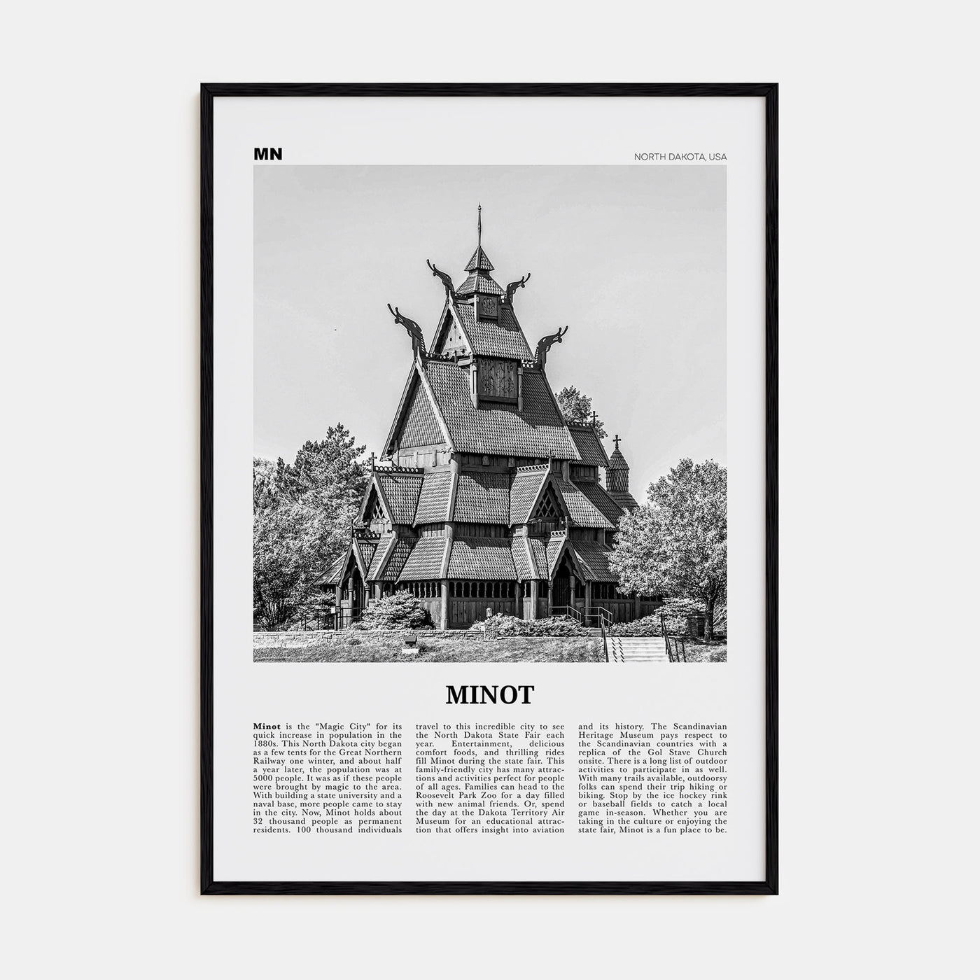 Minot Travel B&W Poster