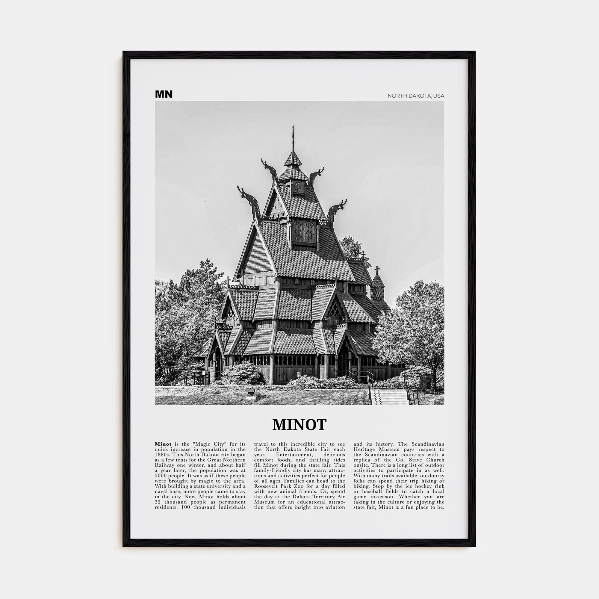 Minot Travel B&W Poster