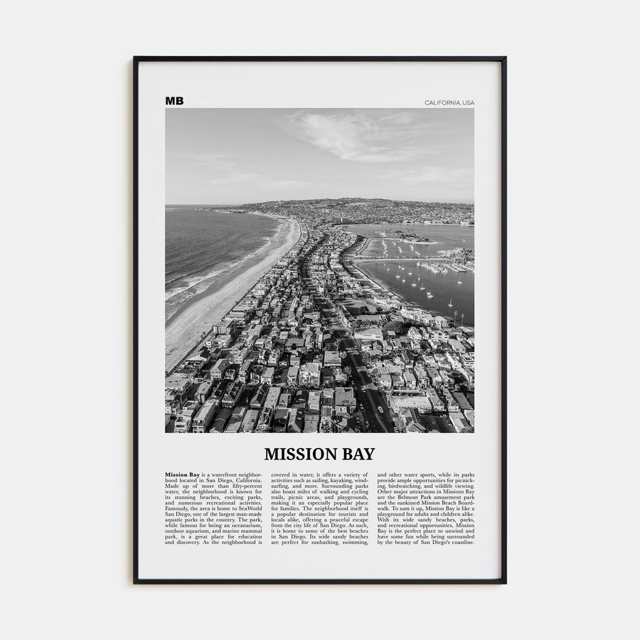 Mission Bay Travel B&W Poster