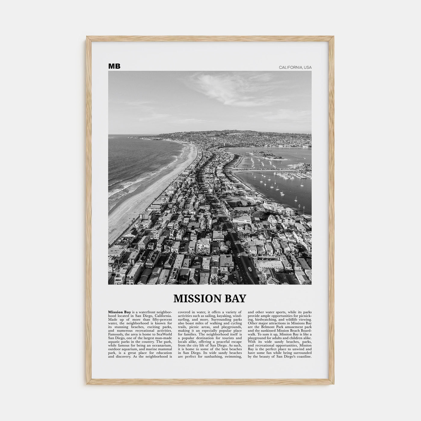 Mission Bay Travel B&W Poster