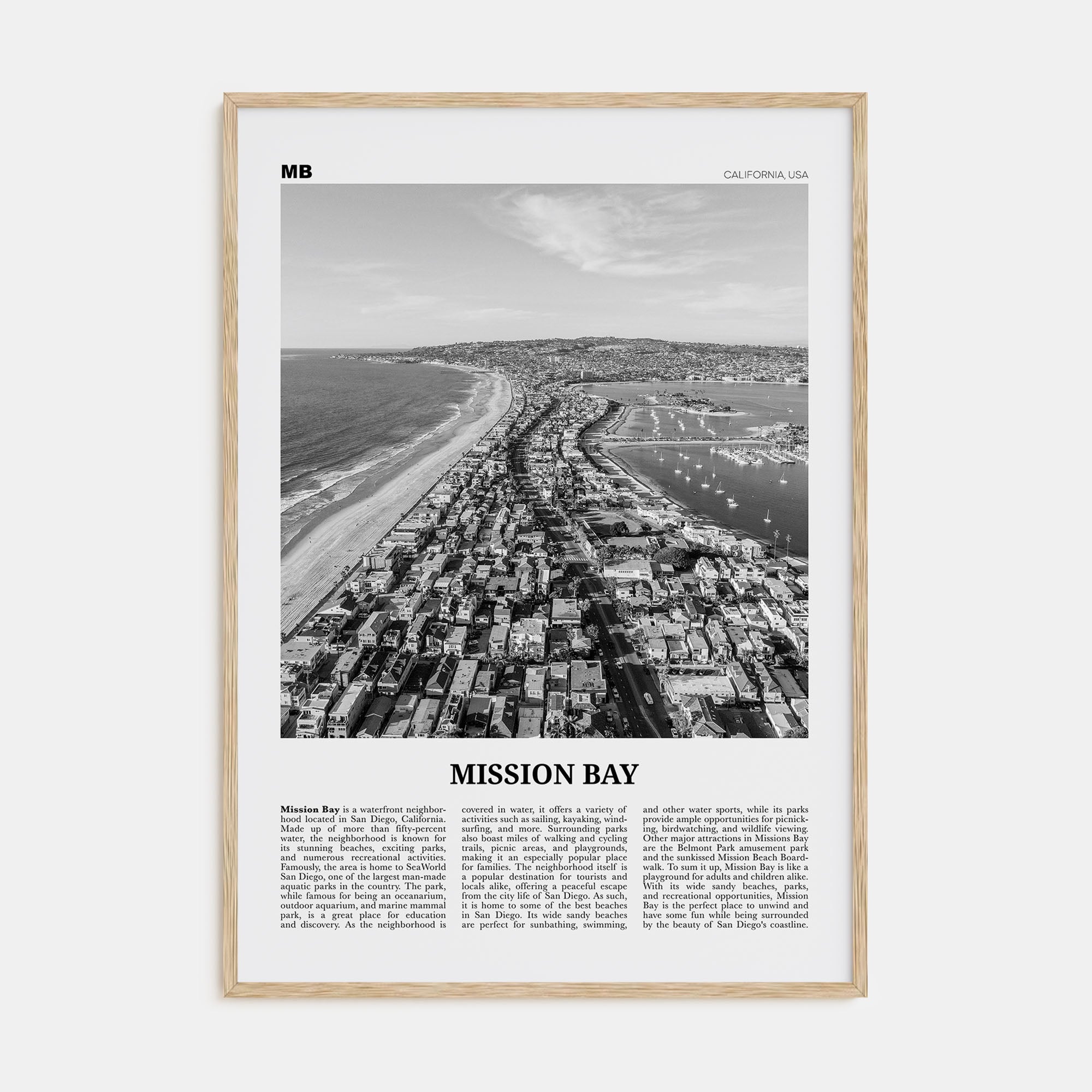 Mission Bay Travel B&W Poster