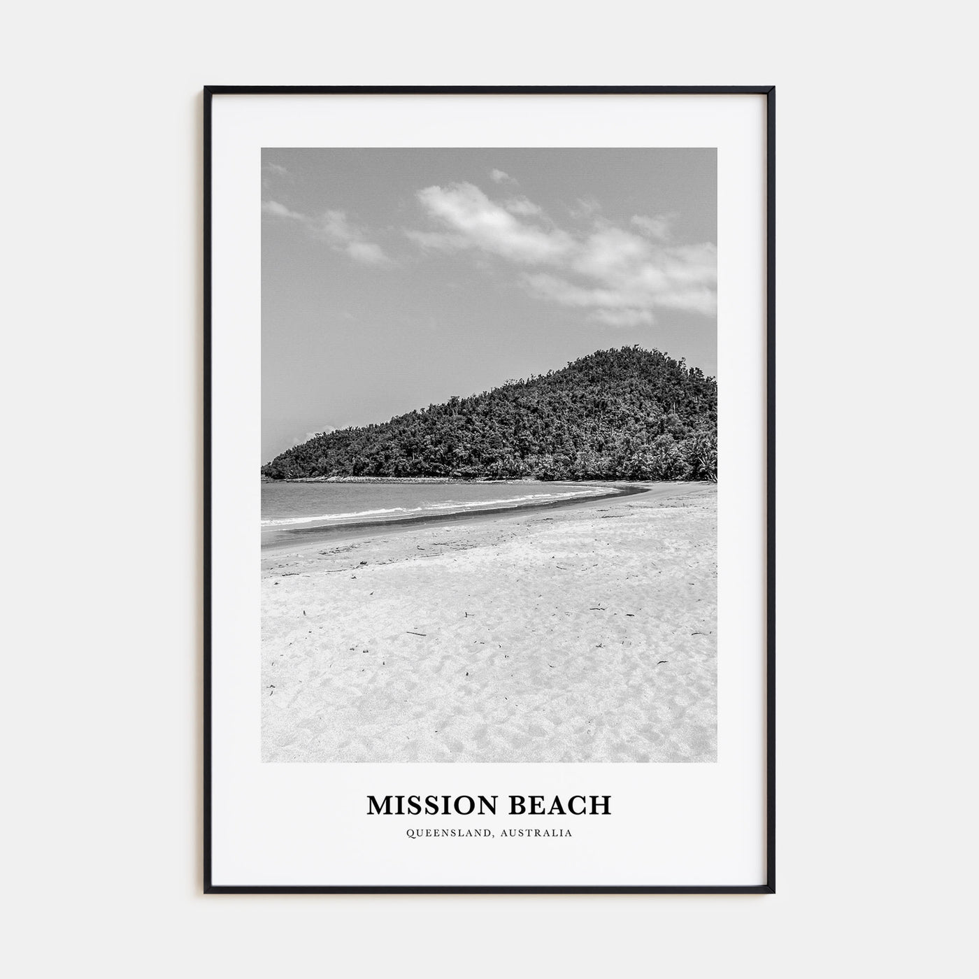 Mission Beach, Queensland Portrait B&W Poster