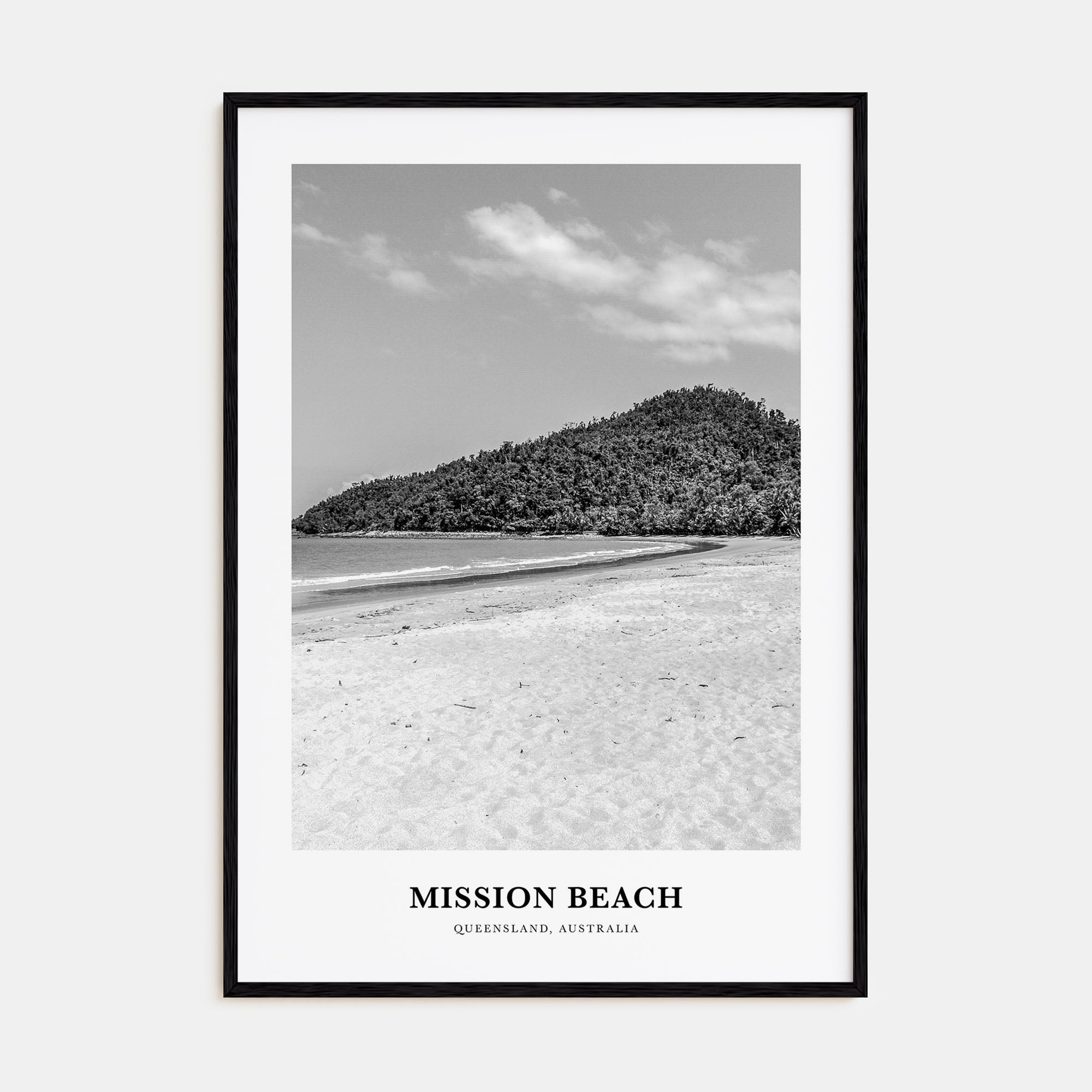 Mission Beach, Queensland Portrait B&W Poster