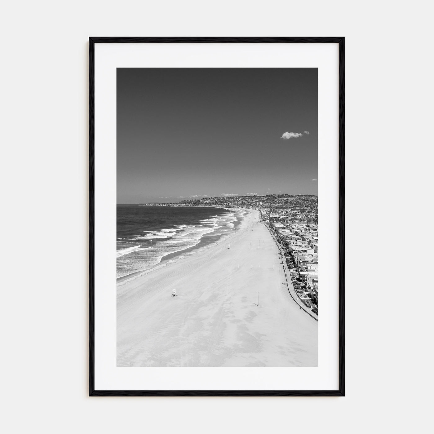 Mission Beach, San Diego Photo B&W Poster