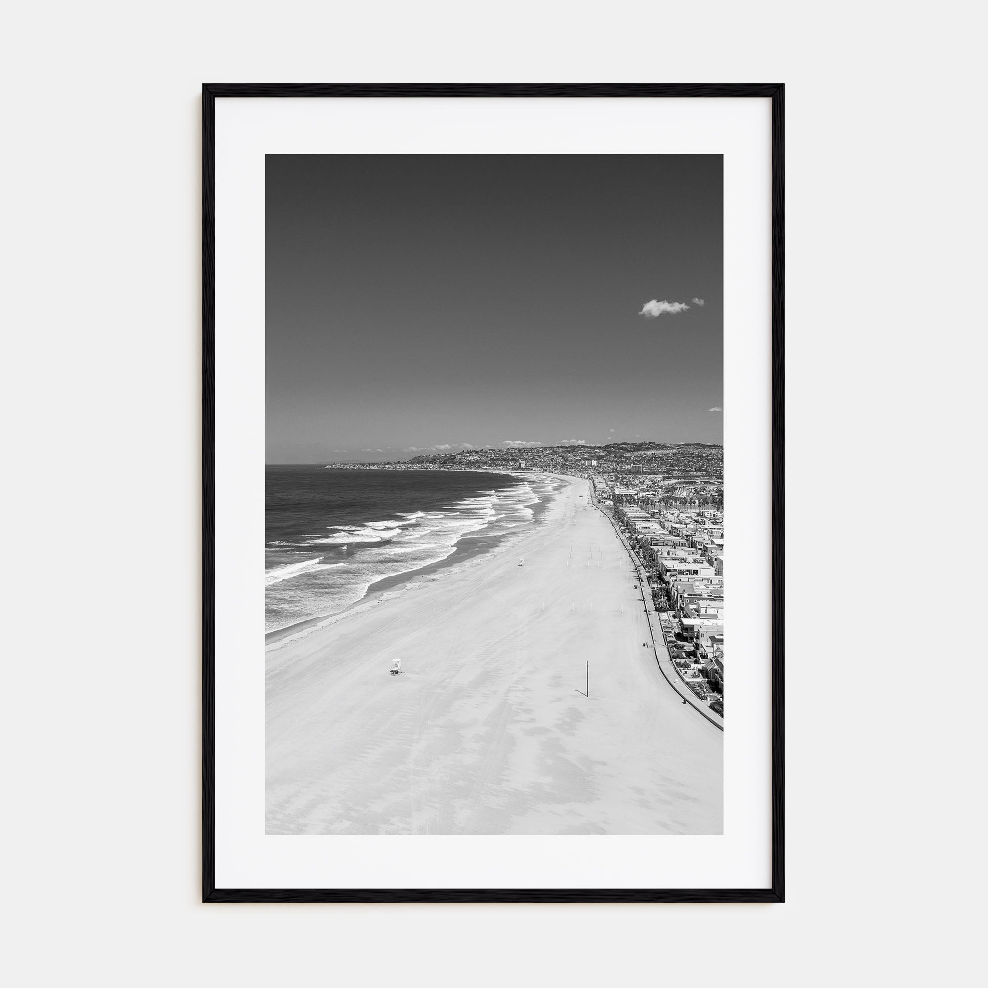 Mission Beach, San Diego Photo B&W Poster