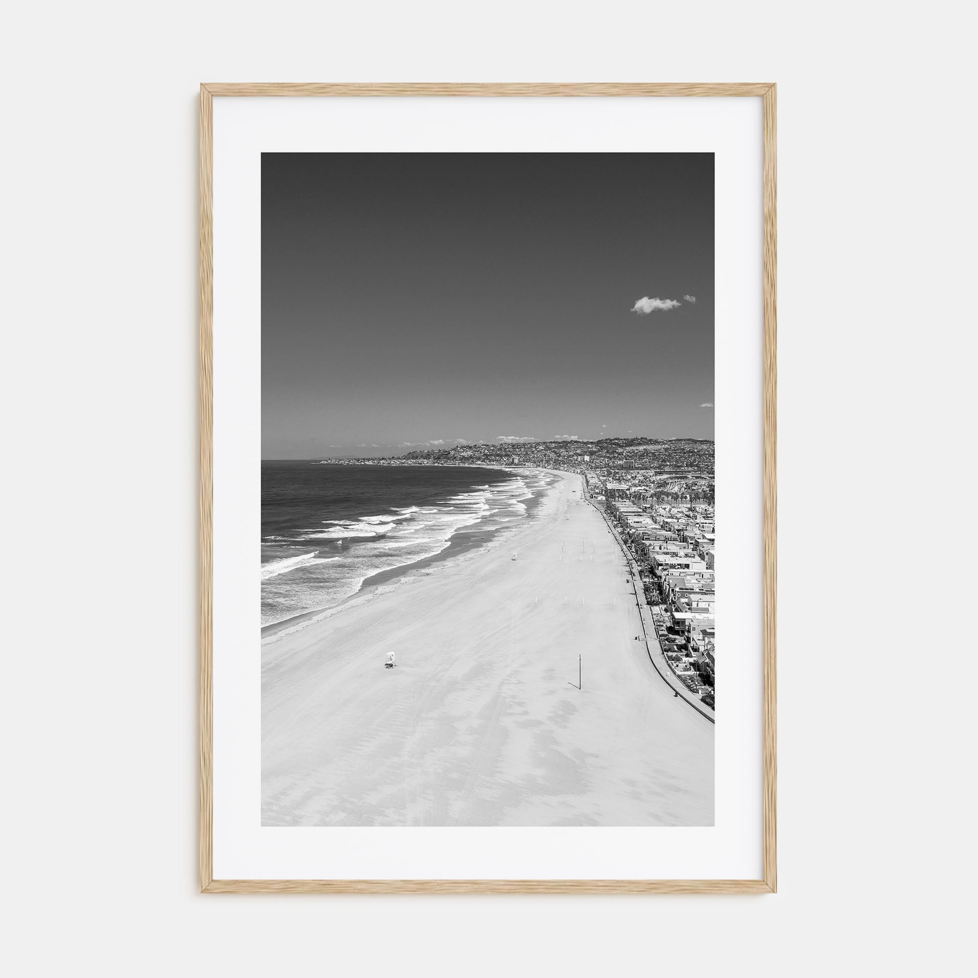Mission Beach, San Diego Photo B&W Poster