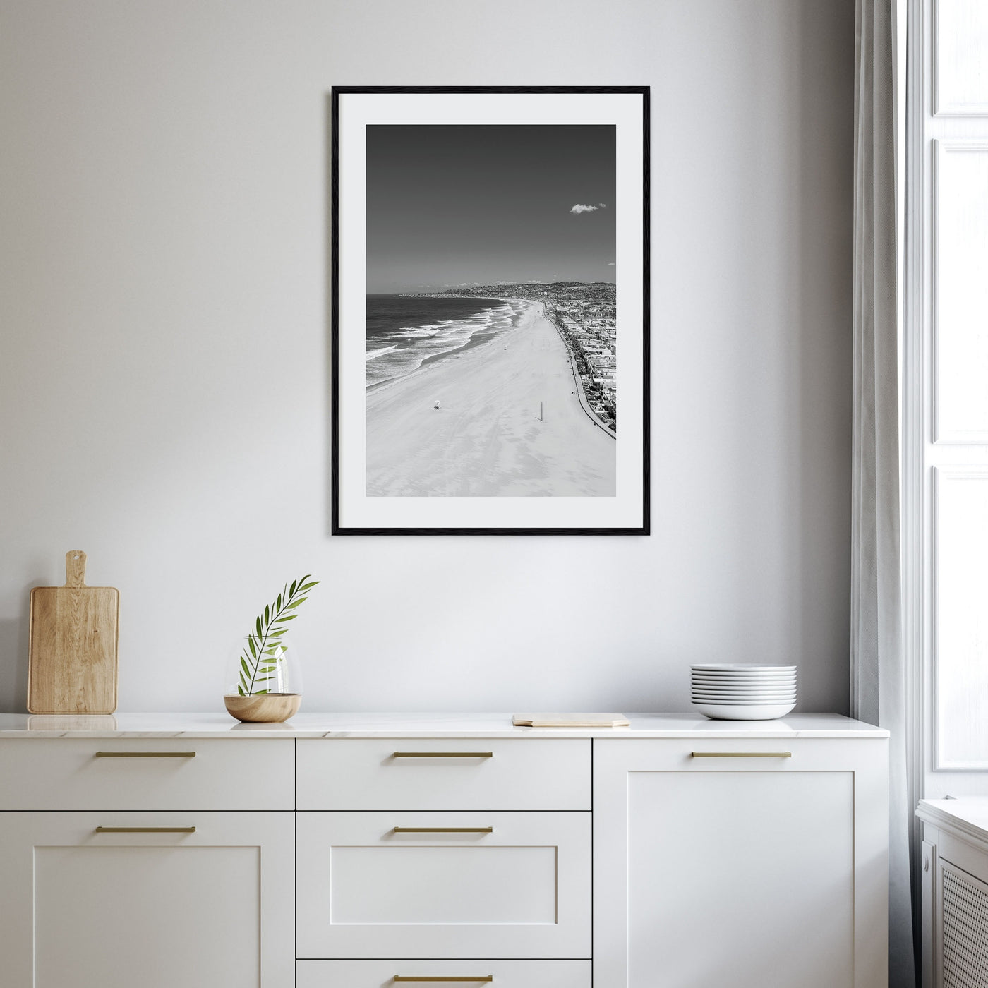 Mission Beach, San Diego Photo B&W Poster