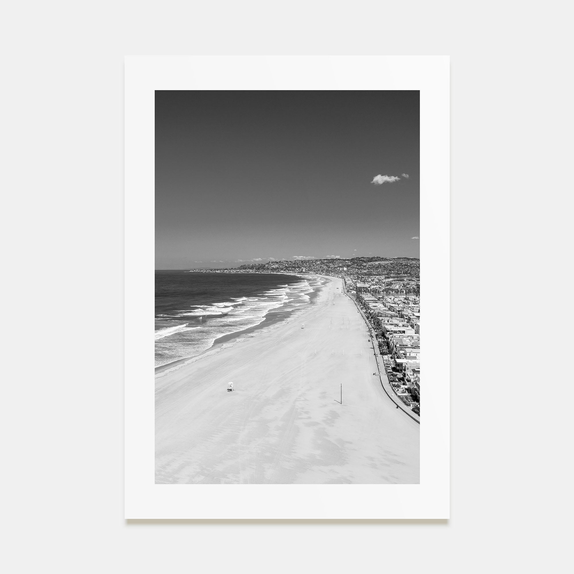 Mission Beach, San Diego Photo B&W Poster