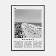 Mission Beach, San Diego Travel B&W No 1 Poster