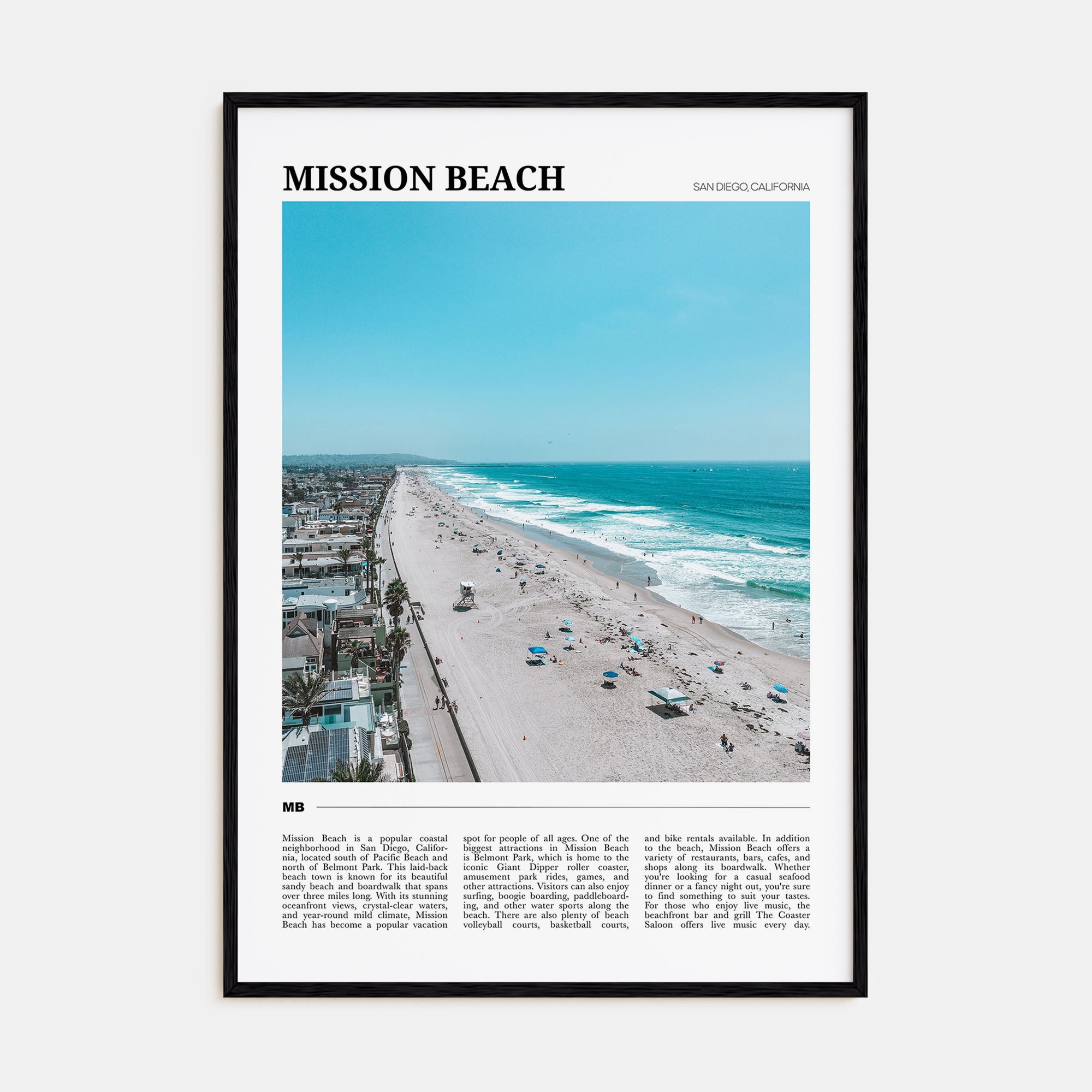 Mission Beach, San Diego Travel Color No 2 Poster