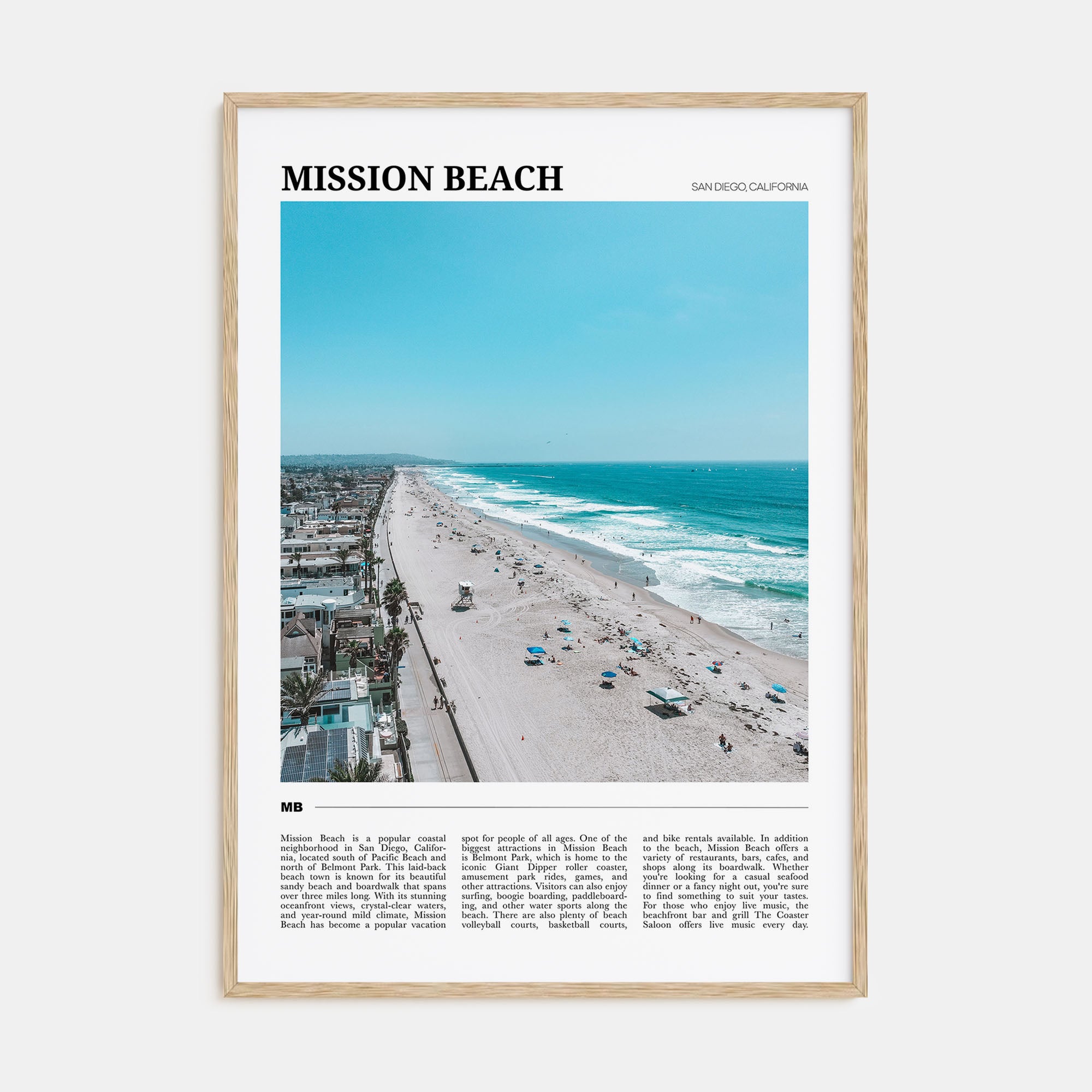 Mission Beach, San Diego Travel Color No 2 Poster