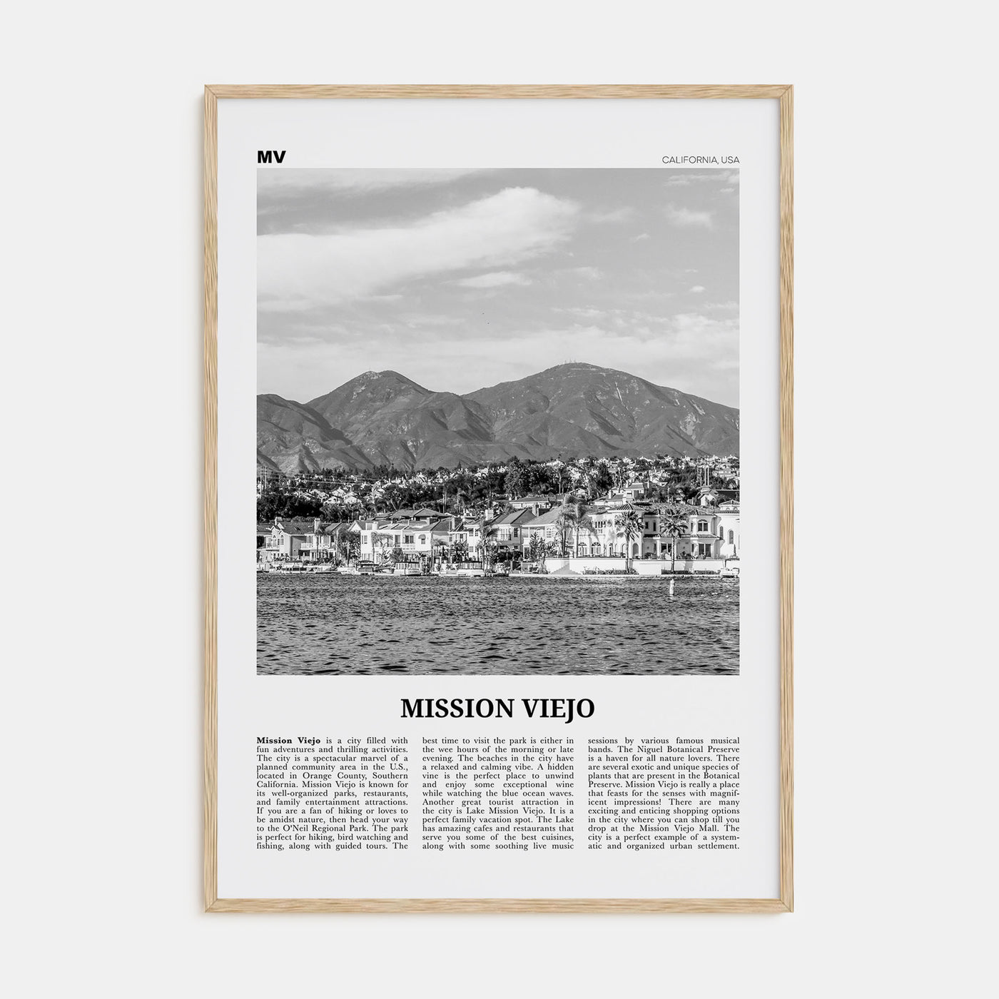 Mission Viejo Travel B&W Poster