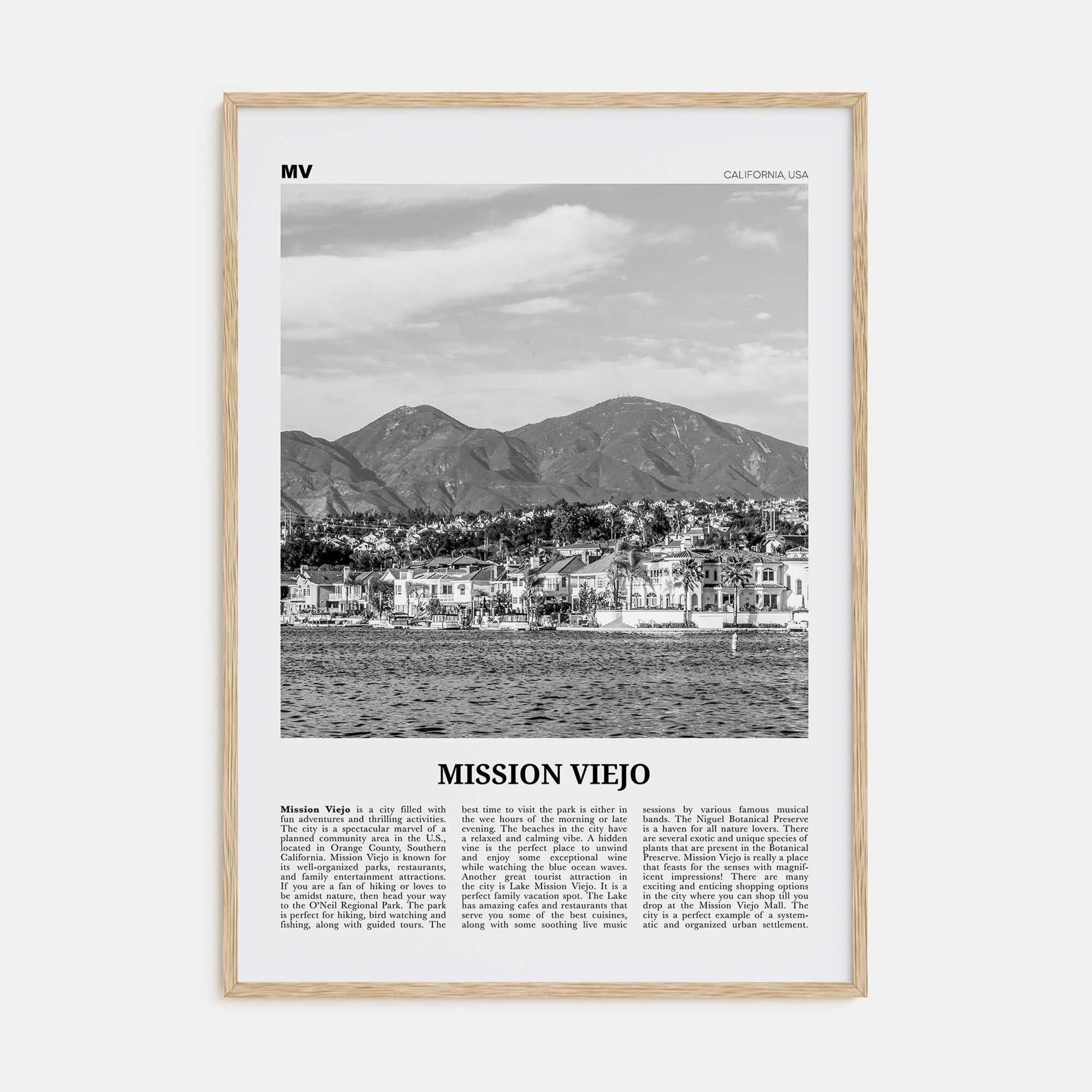 Mission Viejo Travel B&W Poster