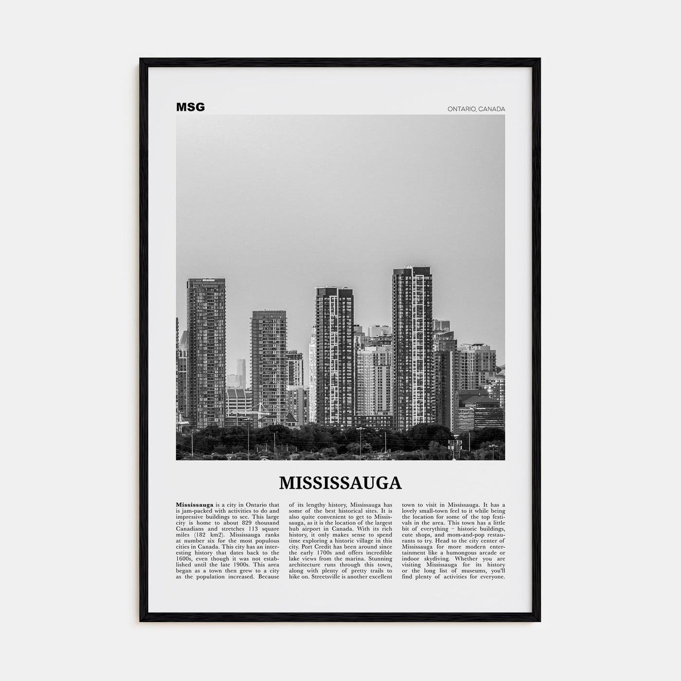 Mississauga Travel B&W Poster