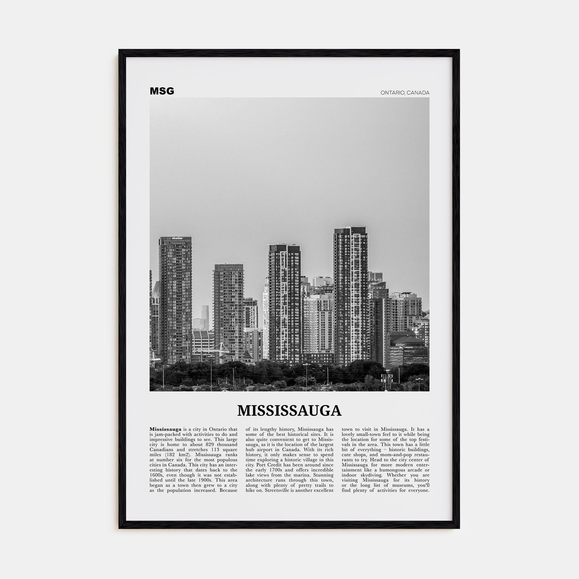 Mississauga Travel B&W Poster