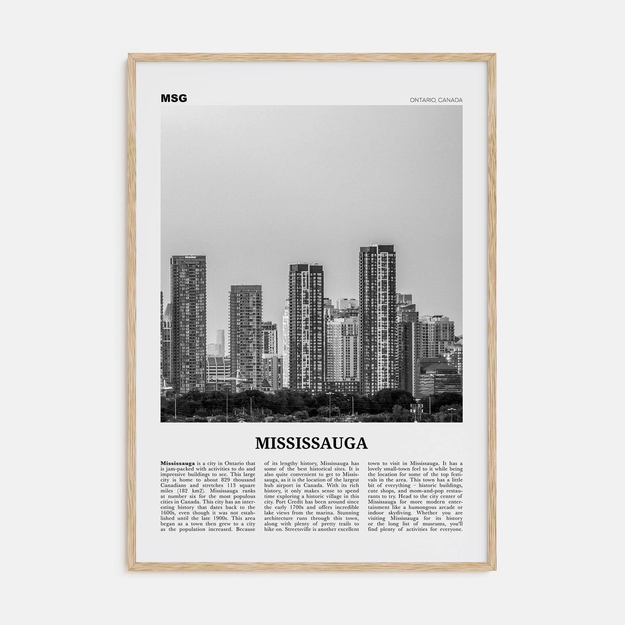 Mississauga Travel B&W Poster