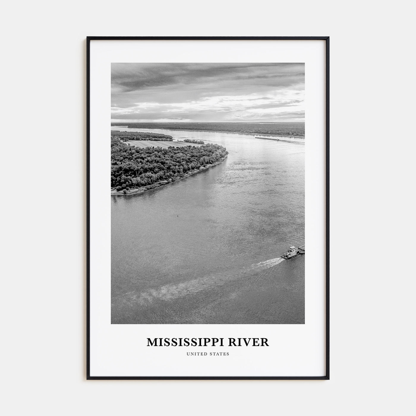 Mississippi River Portrait B&W Poster