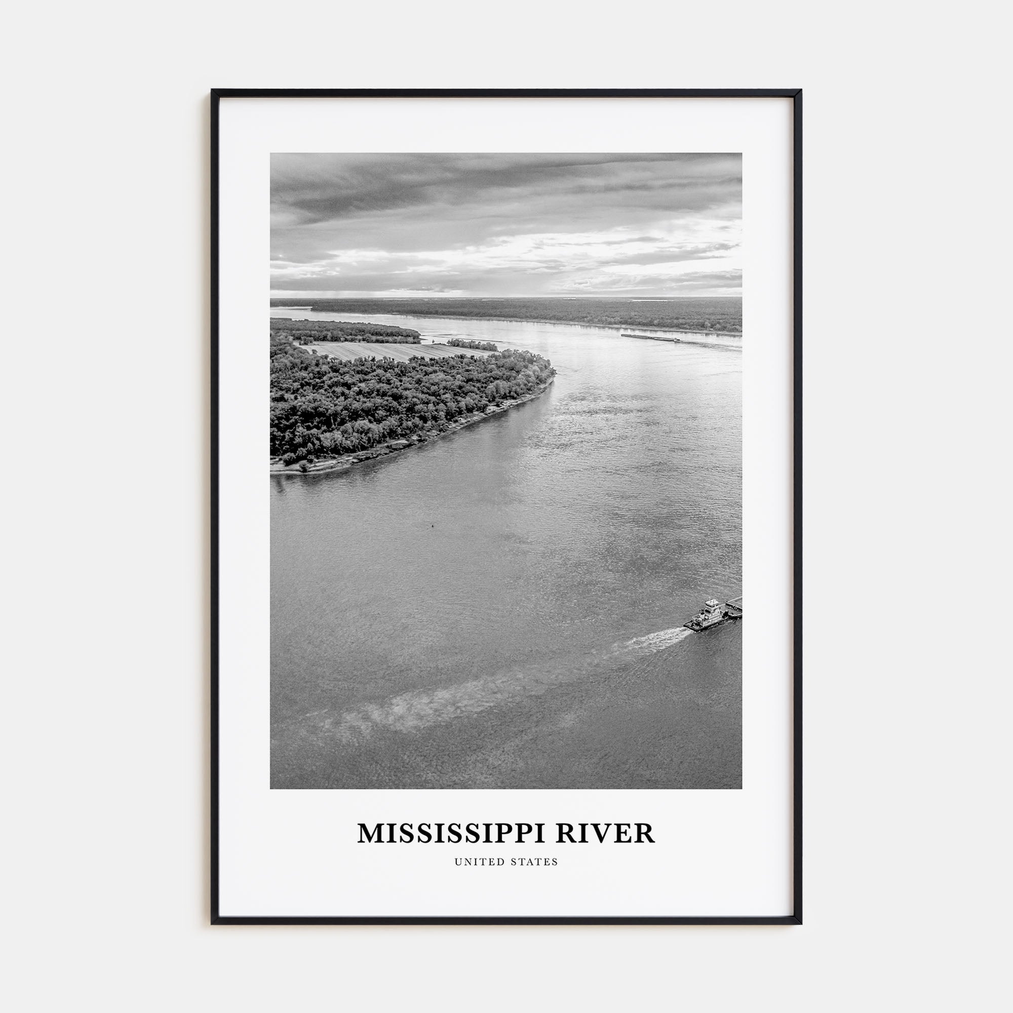 Mississippi River Portrait B&W Poster