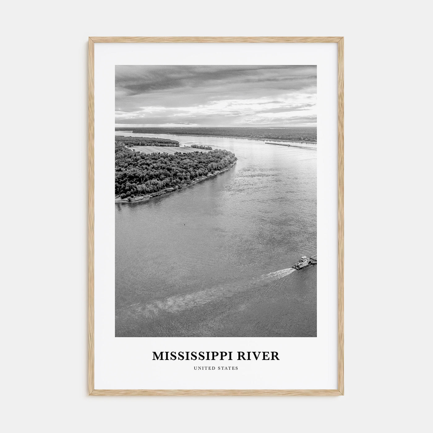 Mississippi River Portrait B&W Poster