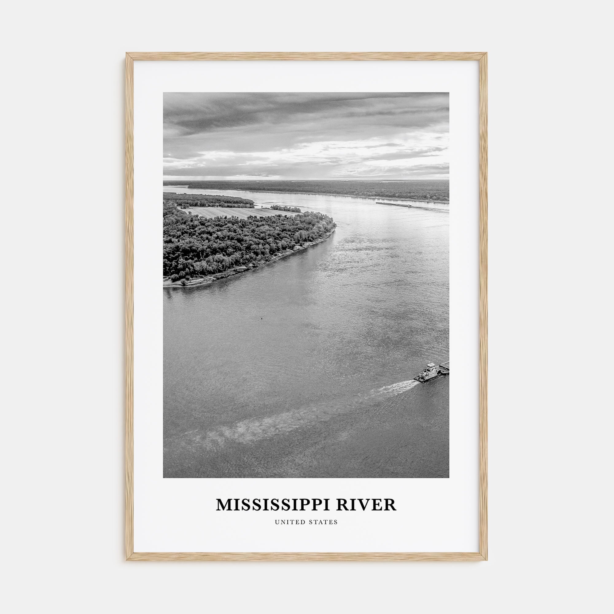 Mississippi River Portrait B&W Poster