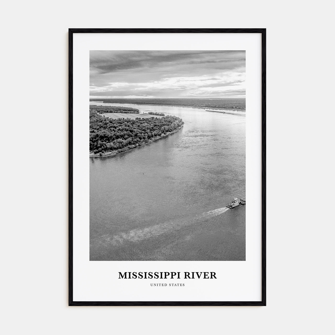 Mississippi River Portrait B&W Poster