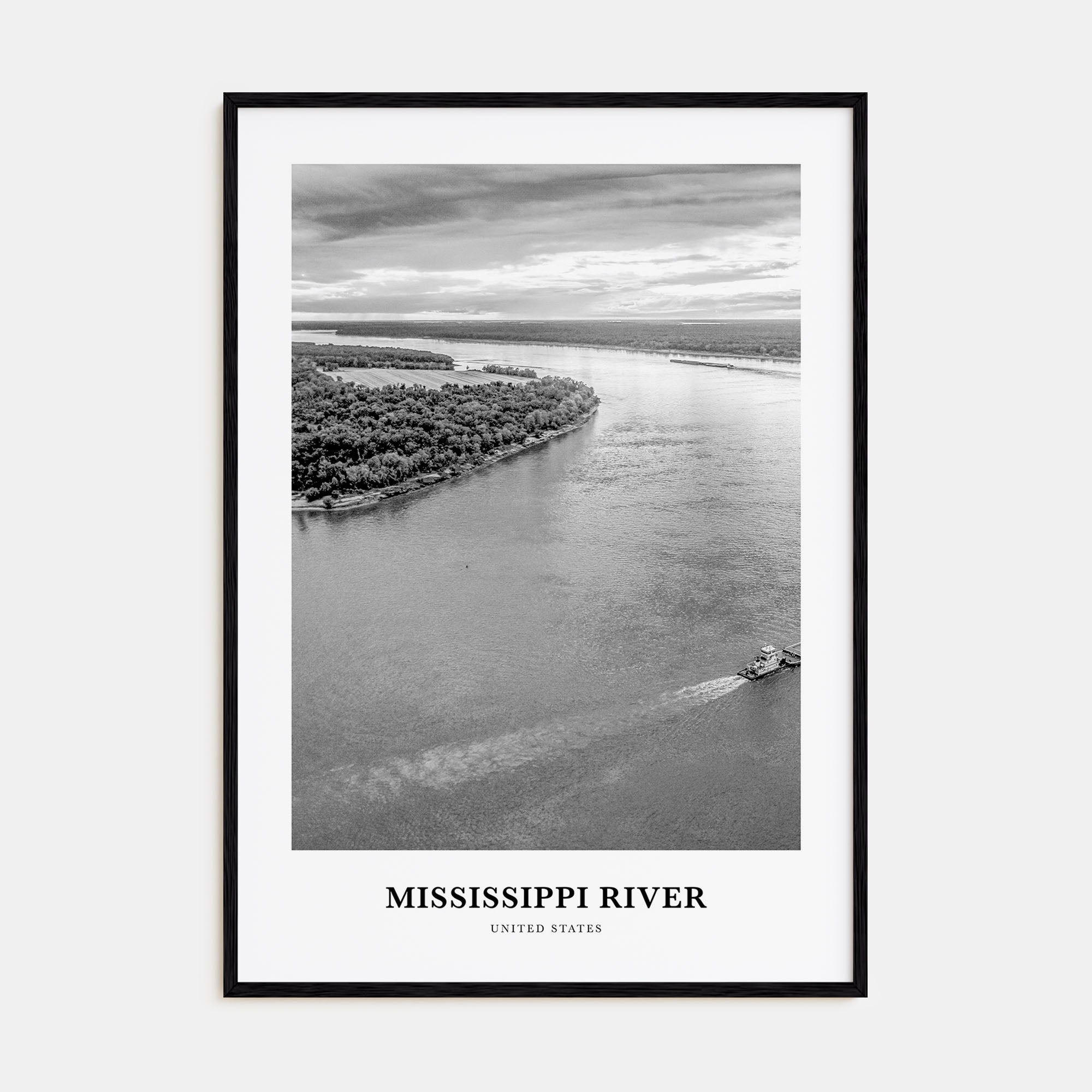 Mississippi River Portrait B&W Poster