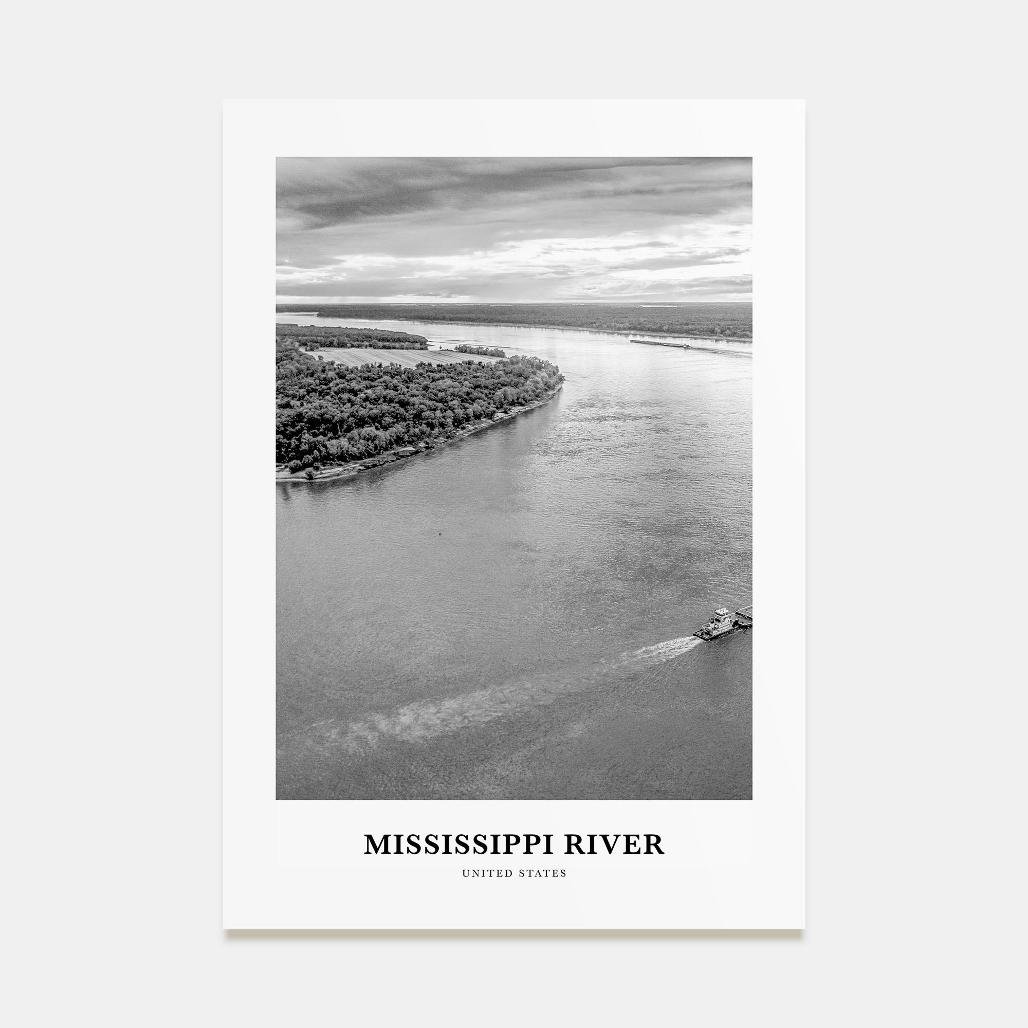 Mississippi River Portrait B&W Poster