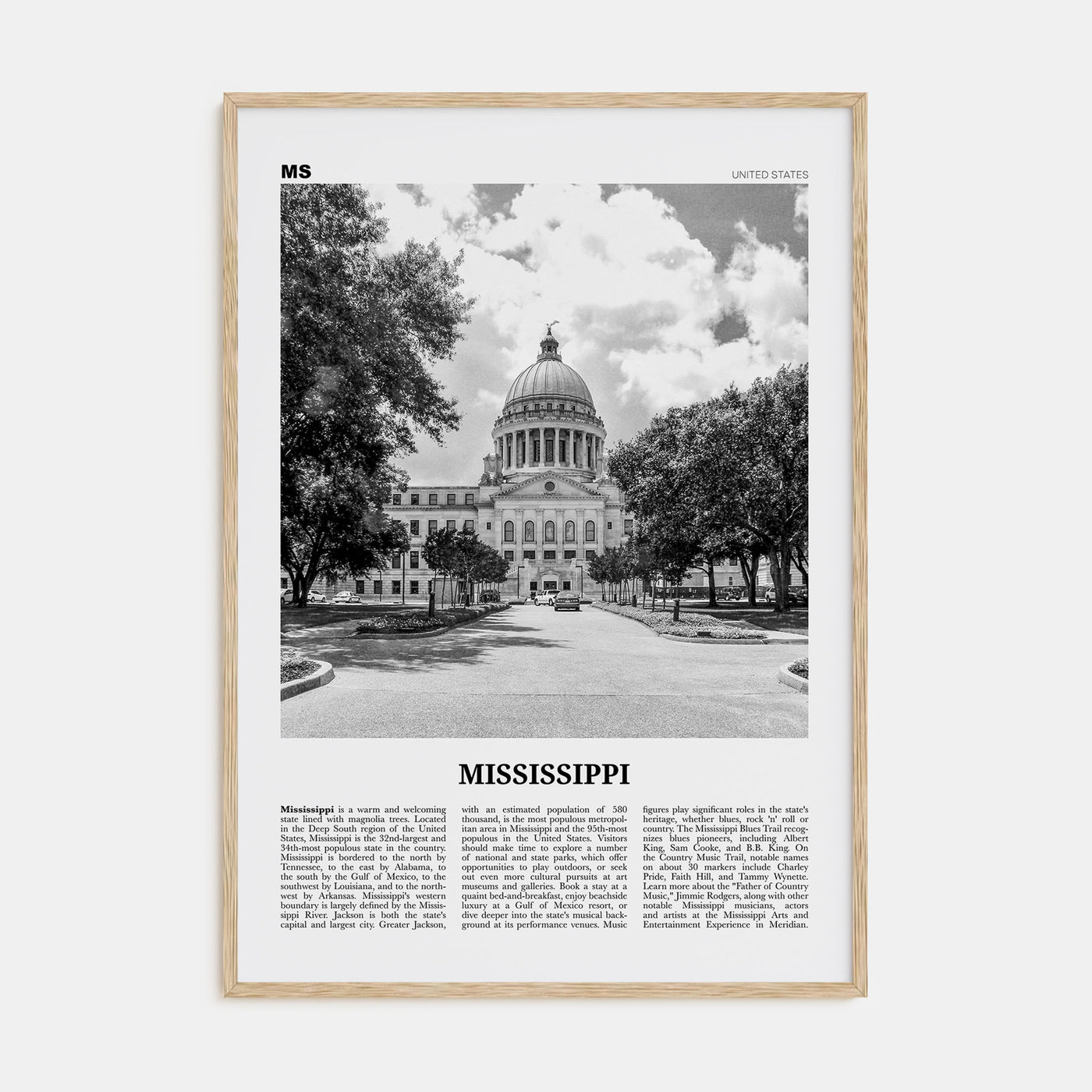 Mississippi Travel B&W No 1 Poster