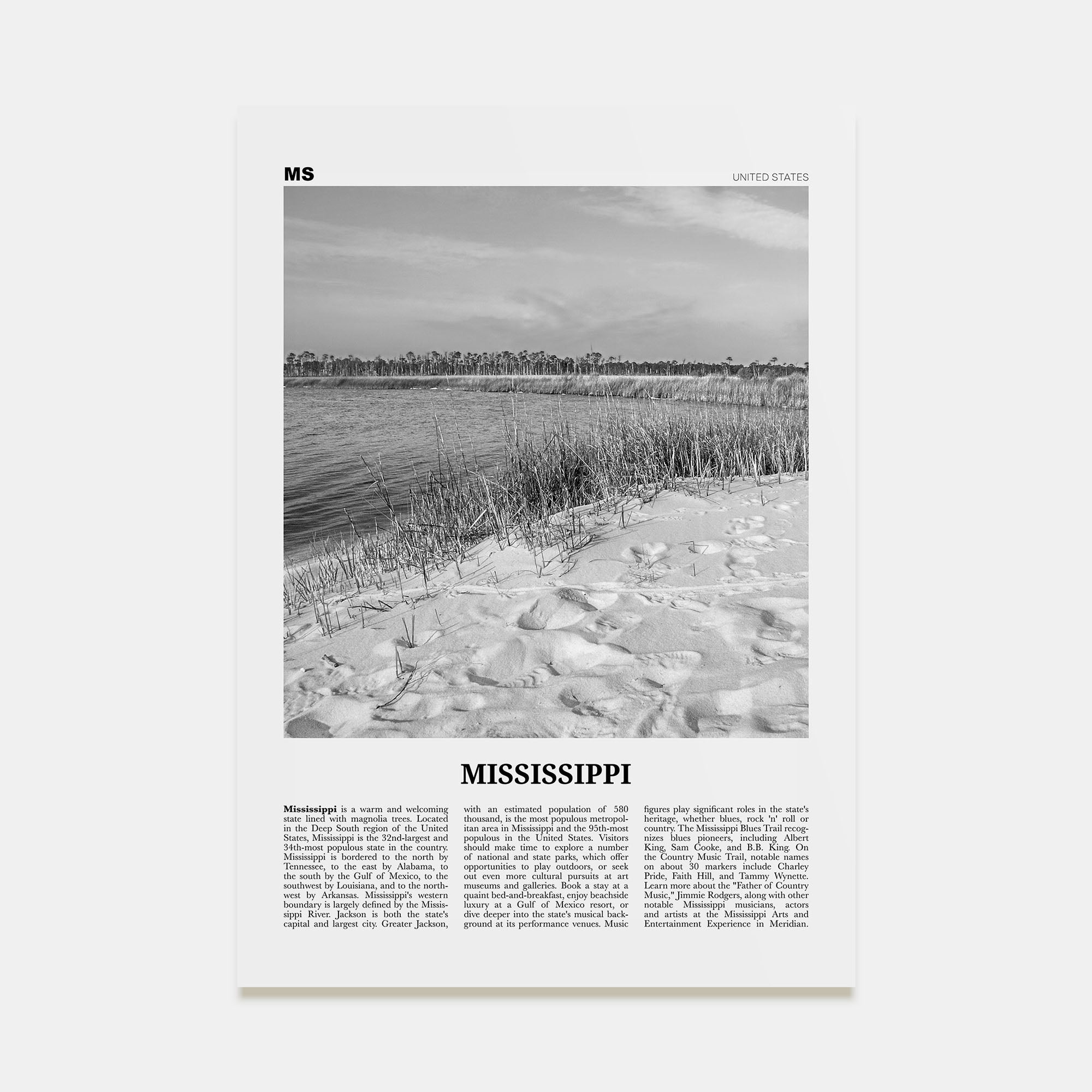 Mississippi Travel B&W No 2 Poster
