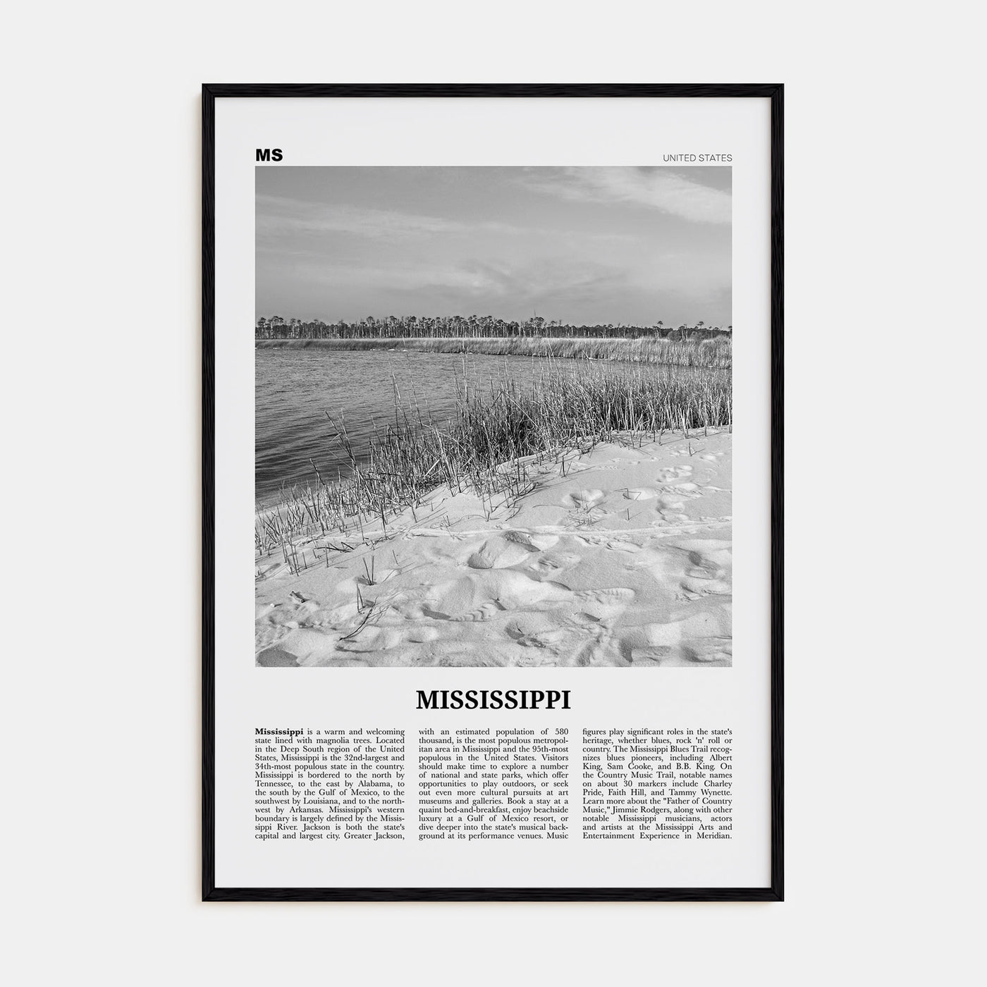 Mississippi Travel B&W No 2 Poster
