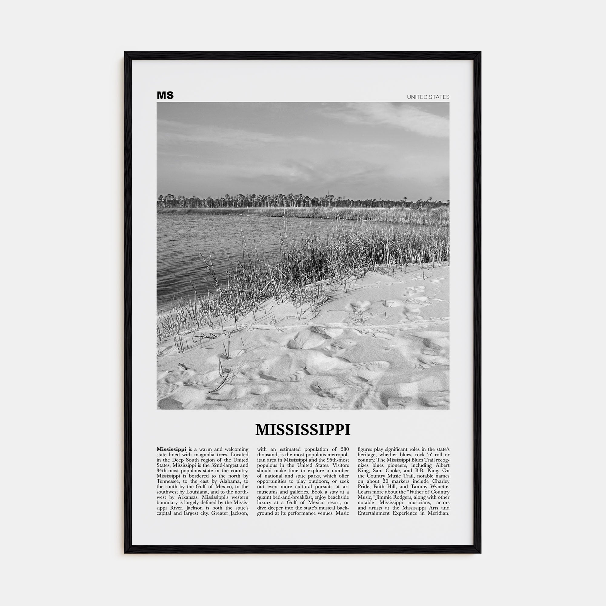 Mississippi Travel B&W No 2 Poster