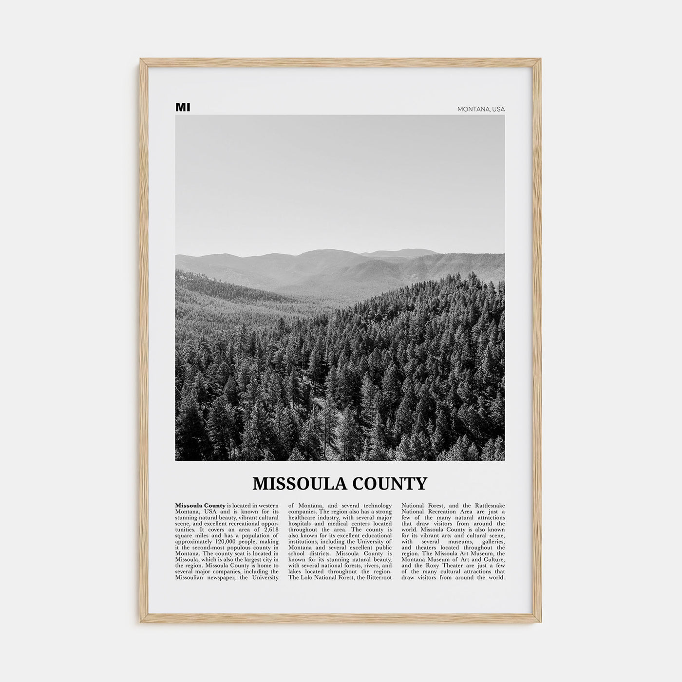 Missoula County Travel B&W Poster