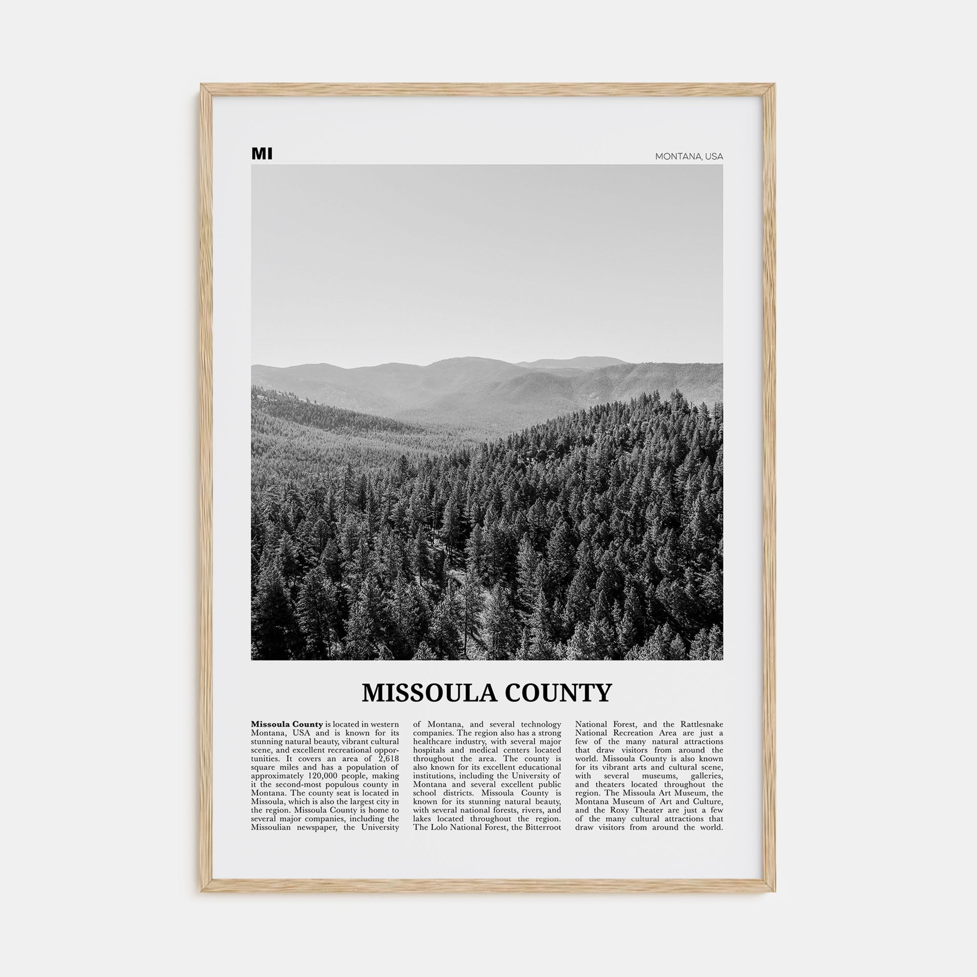 Missoula County Travel B&W Poster